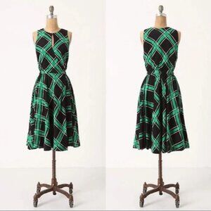 Anthropologie | Maple Green-Black Plaid Sleeveless Wrap Dress 4
